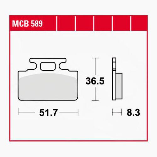 Plaquettes de frein de moto TRW Lucas plaquettes de frein MCB589  51,7x36,5x8,3mm Rouge