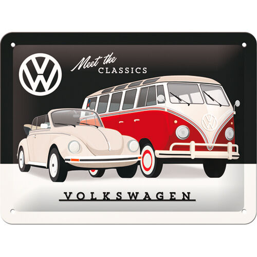 Gift Ideas Nostalgic-Art Metal Postcard 15 x 20 "VW - Meet the Classics" Neutral