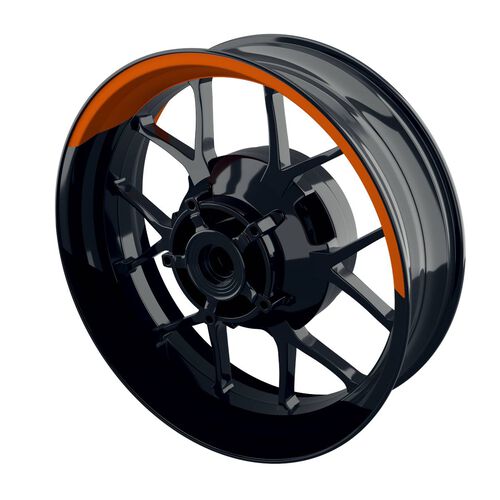 Autocollant de bord de jante de moto One-Wheel Wheel rim stickers half-half split black orange glossy