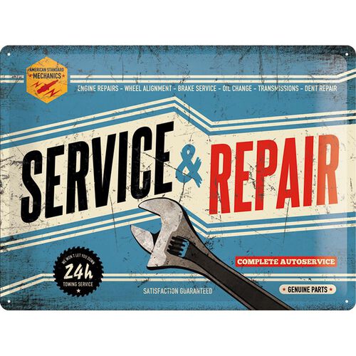 Plaques en tôle & rétro pour moto Nostalgic-Art Plaque métallique 20 x 30 « Service & Repair » Neutre