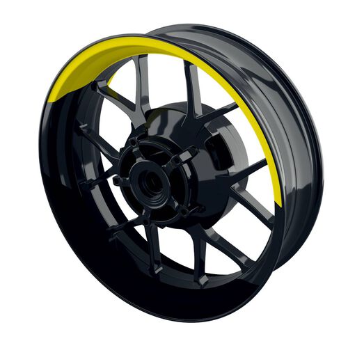 Autocollant de bord de jante de moto One-Wheel Wheel rim stickers split half-half black yellow glossy Jaune