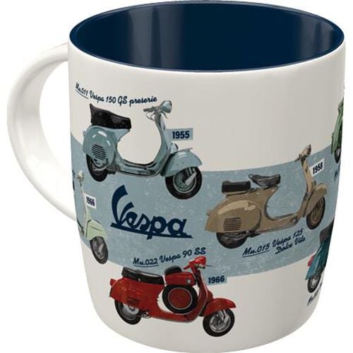 Motorrad Tassen Nostalgic-Art Tasse "Vespa - Model Chart" 330 ml Blau