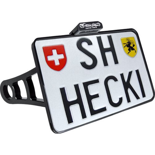 Motorcycle License Plate Frame HeinzBikes lateral license plate holder CH 180mm HBSKZ-INSC-CH black