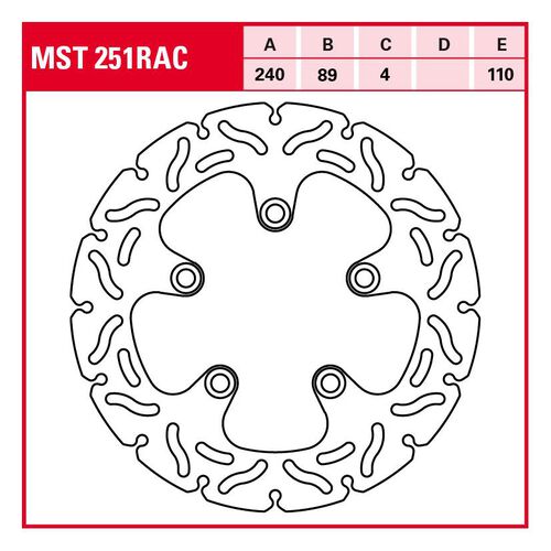 Motorcycle Brake Discs TRW Lucas brake disc RAC rigid MST251RAC 240/89/110/4mm Grey