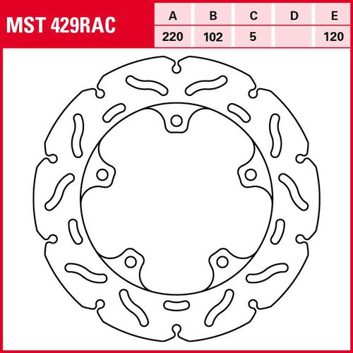 Motorrad Bremsscheiben TRW Lucas Bremsscheibe RAC starr MST429RAC 220/102/120/5mm Orange