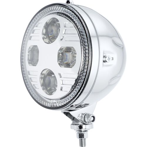 Motorcycle Headlights & Lamp Holders Highsider Atlanta LED headlight 145 mm below chrome White