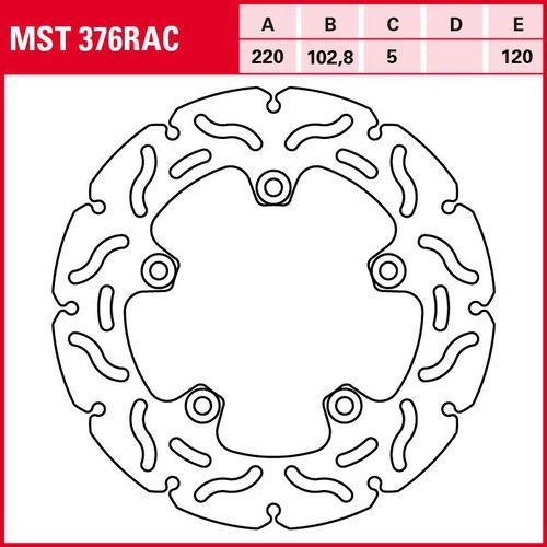 Motorcycle Brake Discs TRW Lucas brake disc RAC rigid MST376RAC 220/102,8/120/5mm Orange