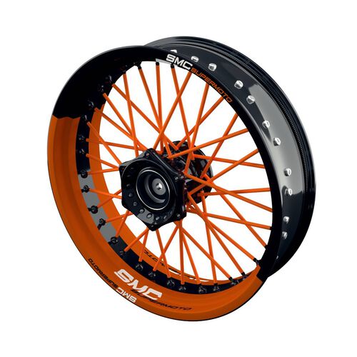 Motorcycle Wheel Rim Stickers One-Wheel Wheel rim stickers SMC Supermoto half-half split orange glossy