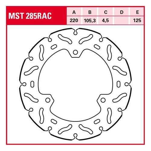 Disques de frein de moto TRW Lucas disque de frein RAC rigide MST285RAC 220/105,3/125/4,5mm Gris