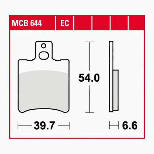 Plaquettes de frein de moto TRW Lucas plaquettes de frein MCB644 39,7x54x6,6mm