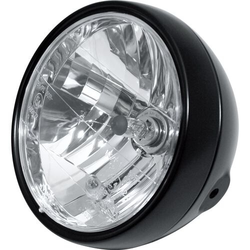 Phares & supports de phare de moto Shin Yo phare H4 verre clair Ø190 mm sur le côté noir mat Blanc