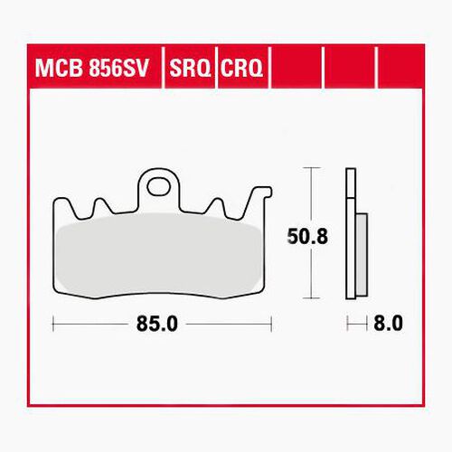 Plaquettes de frein de moto TRW Lucas plaquettes de frein Street MCB856SV 85x50,8x8mm Noir