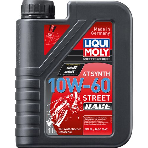 Motorcycle Engine Oil Liqui Moly Motorbike 4T 10W-60 Street Race Vollsynthetisch 1 liter Neutral