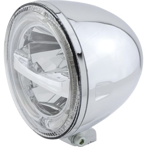 Phares & supports de phare de moto Highsider Circle LED phare 146mm avec FDJ dessous chrome Blanc