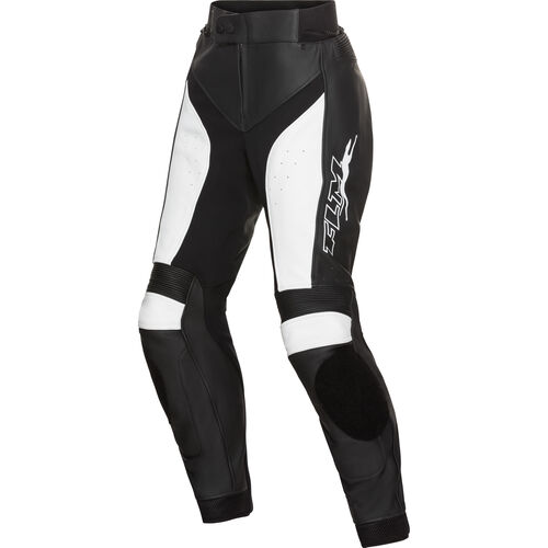 Pantalons de moto en cuir FLM Pantalon de sport en cuir pour femme 3.1 Blanc