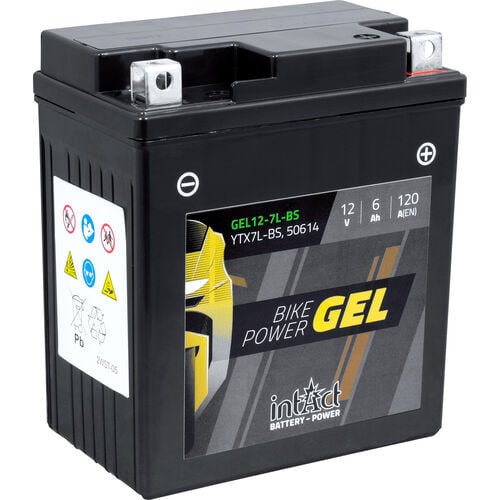 Batteries de moto intAct batterie Bike Power gel fermé YTX7L-BS  12V, 6Ah Neutre