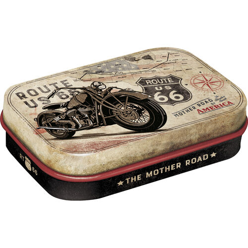 Motorcycle Storage Boxes Nostalgic-Art Pill Box Route 66 "Bike Map" Grey