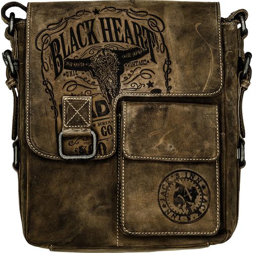 Leisure Bags Jack's Inn 54 leather messenger bag M "Black Bad Ass" dark brown