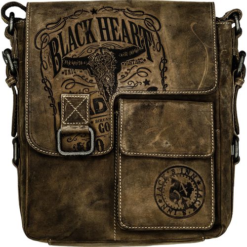 Bagages de loisirs Jack's Inn 54 sac de messager en cuir M "Black Bad Ass" brun foncé