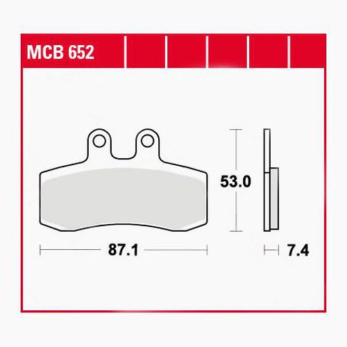 Motorrad Bremsbeläge TRW Lucas Bremsbeläge organisch MCB652  87,1x53x7,4mm Schwarz