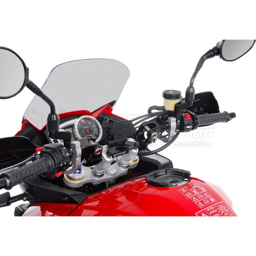 Motorrad Navi Stromversorgung SW-MOTECH QUICK-LOCK Navi-Halter an Lenker für Honda/Suzuki/Triumph Grau