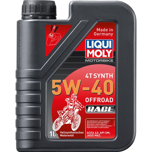 Motorcycle Engine Oil Liqui Moly Motorbike 4T 5W-40 Offroad Race Vollsynth. 1 ltr. Neutral