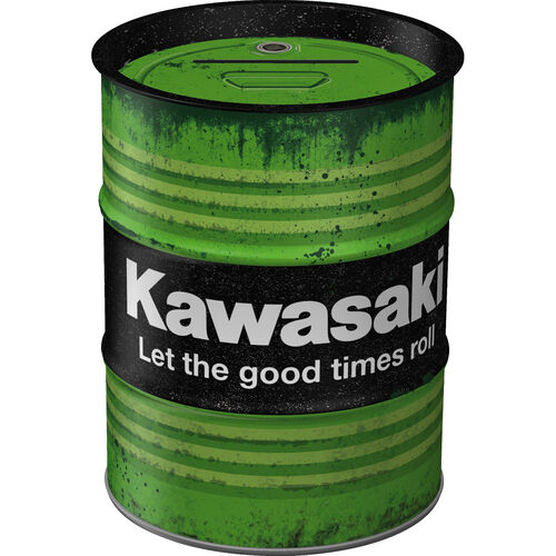 Tirelires pour moto Nostalgic-Art Tirelire Baril de pétrol Kawasaki - Let The Good Times Roll Gris