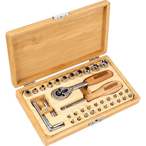 Kits d’outils/assortiments d’outils pour moto Mannesmann 6,3mm (1/4") Cassette à outils Ecoline bambou 41 pièces Noir