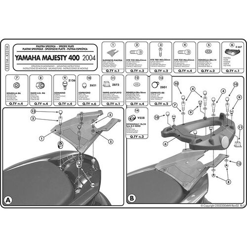 Topcase Givi TC-plaque de support Monolock® E331M pour Yamaha YP 400 Maje Neutre