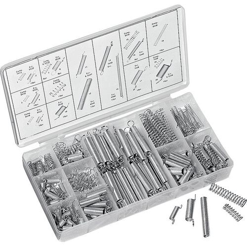 Schrauben & Kleinteile Hi-Q Tools Federnsortiment 200-teilig Zug+Druck Grau