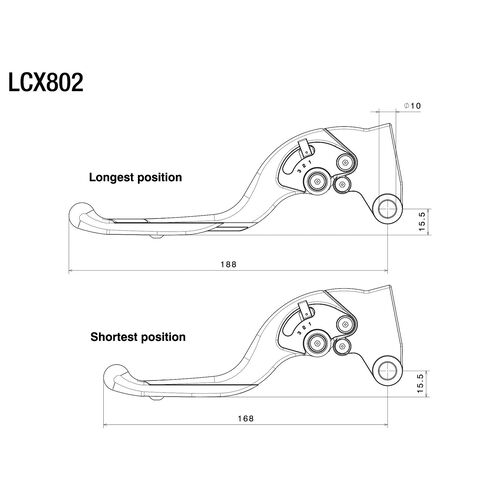 Levier d'embrayage de moto Rizoma levier d'embrayage réglable/largeurs variables LCX802D gris