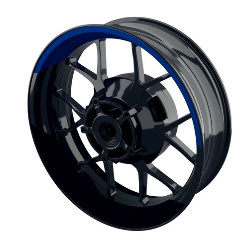Autocollant de bord de jante de moto One-Wheel Wheel rim stickers split half-half black blue matte Bleu