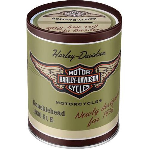 Motorcycle Savings Boxes Nostalgic-Art Moneybox "Harley-Davidson Knucklehead" Grey