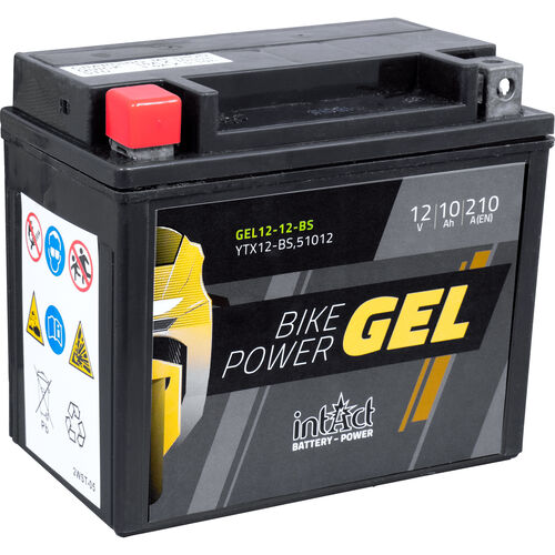 Motorradbatterien intAct Batterie Bike Power Gel geschlossen YTX12-BS  12V, 10Ah Neutral