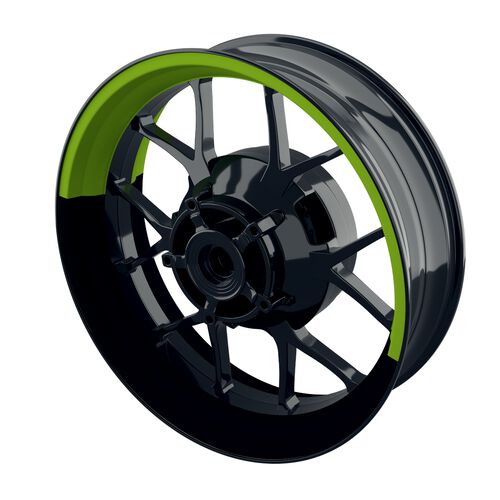 Autocollant de bord de jante de moto One-Wheel Wheel rim stickers half-half split black green glossy Vert