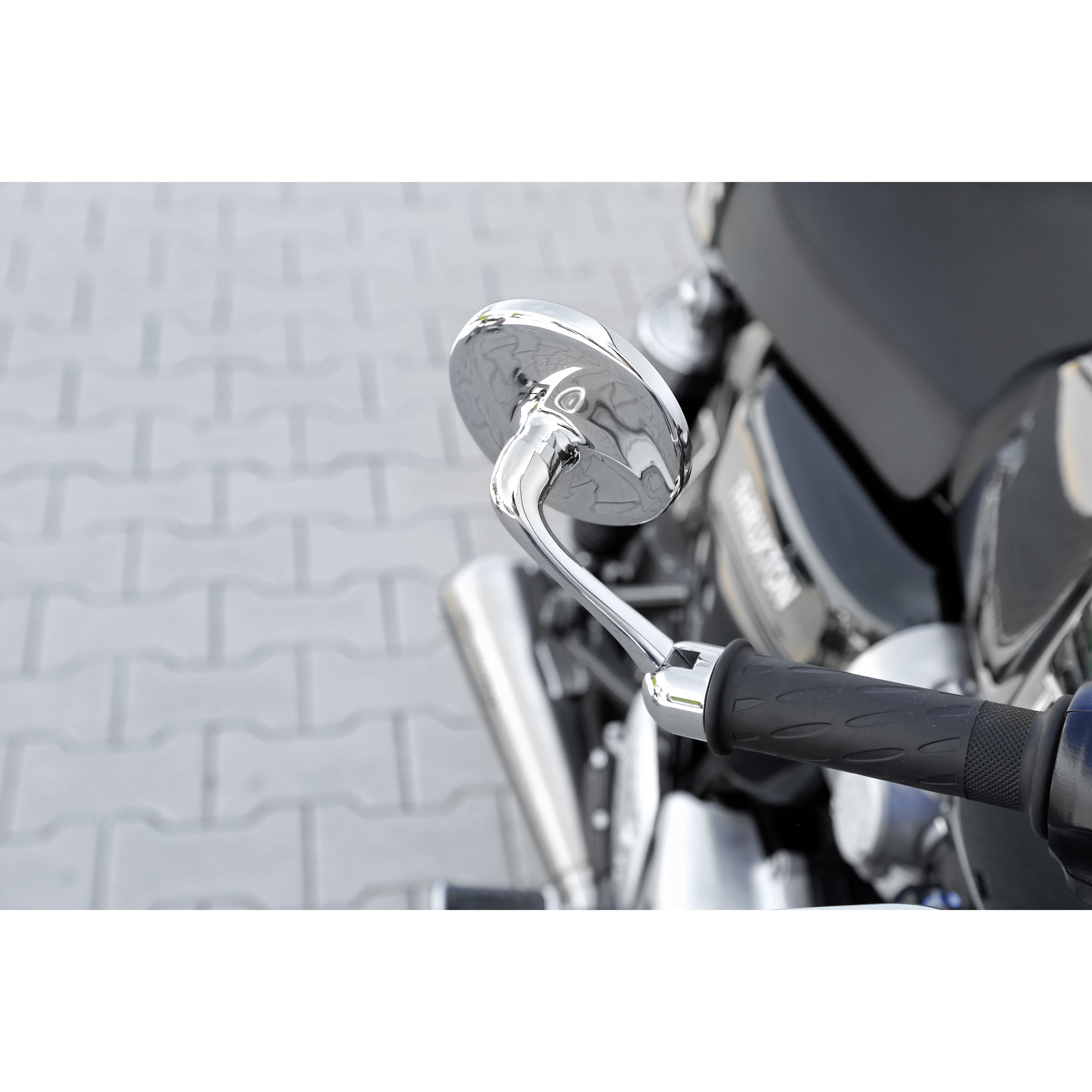 Hashiru Lenkerendenspiegel für 22/25,4/30mm ST27 Alu Ø100mm schwarz Weiß  kaufen - POLO Motorrad