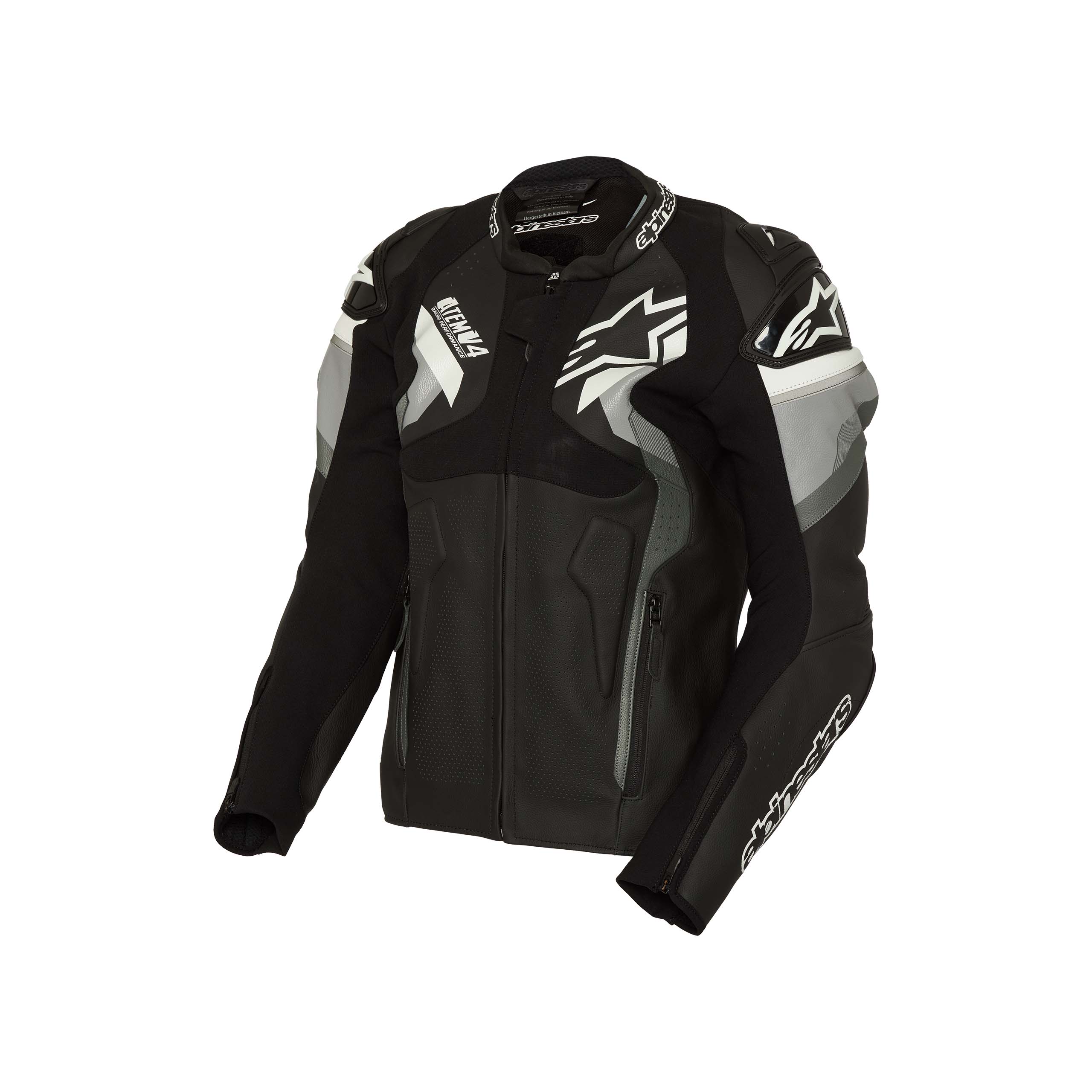 Atem V4 leather jacket black/gray/white 56