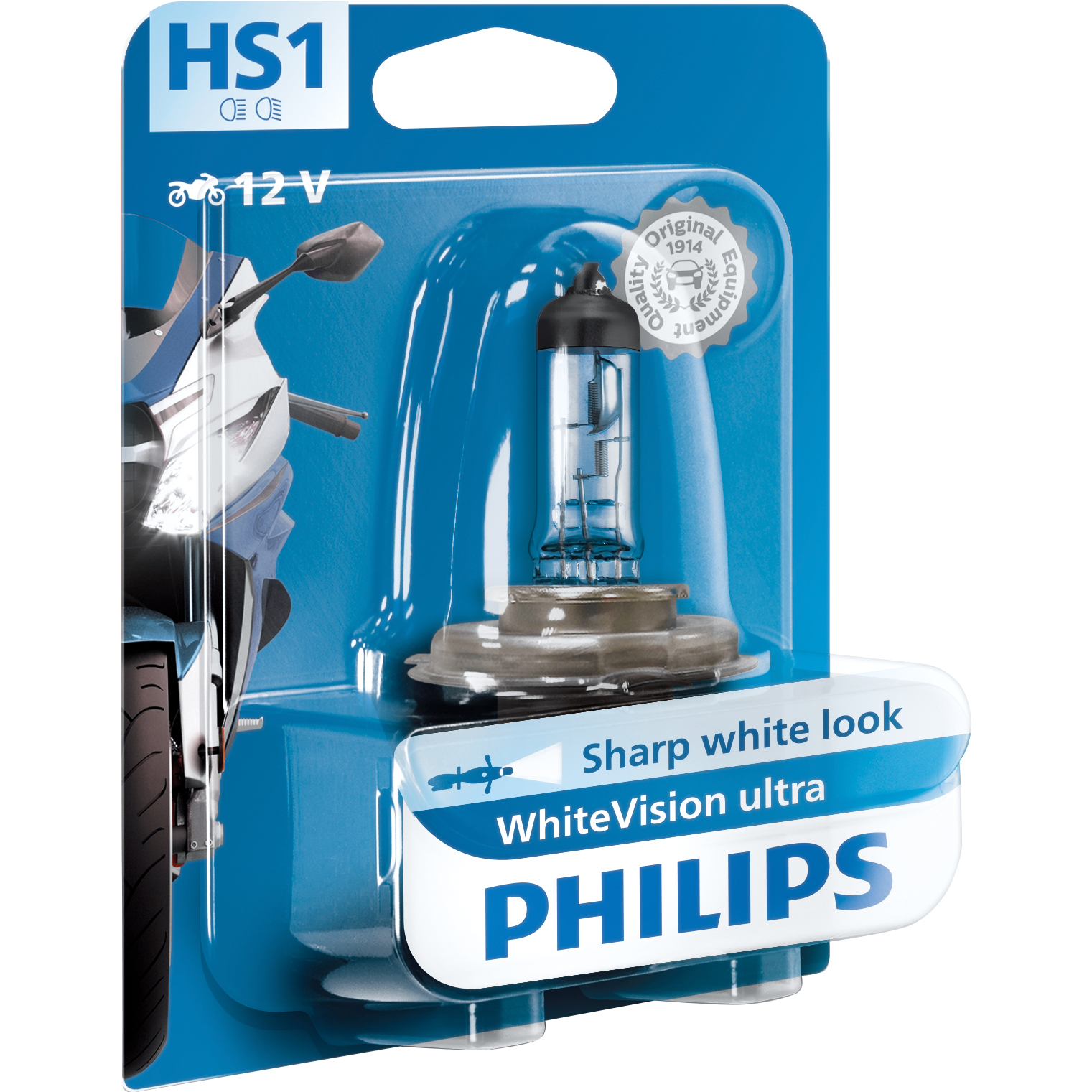 Buy Philips HS1 bulb WhiteVision ultra moto +60% 12V 35/35W PX43t-38  Neutral - POLO Motorrad