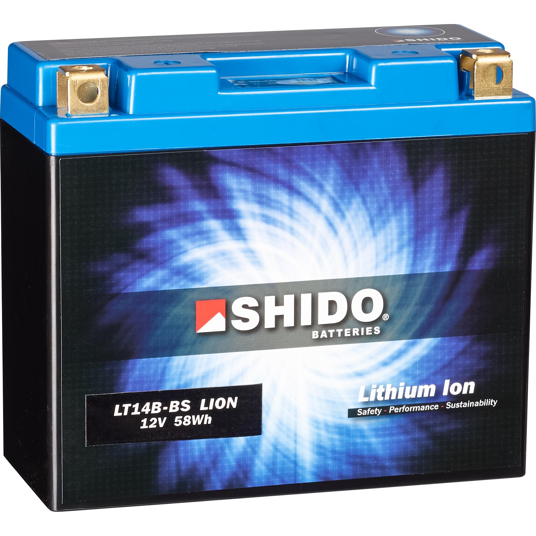 Shido Lithium Batterie LT14B-BS, 12V, 5Ah (YT14B-BS/GT14B-4)