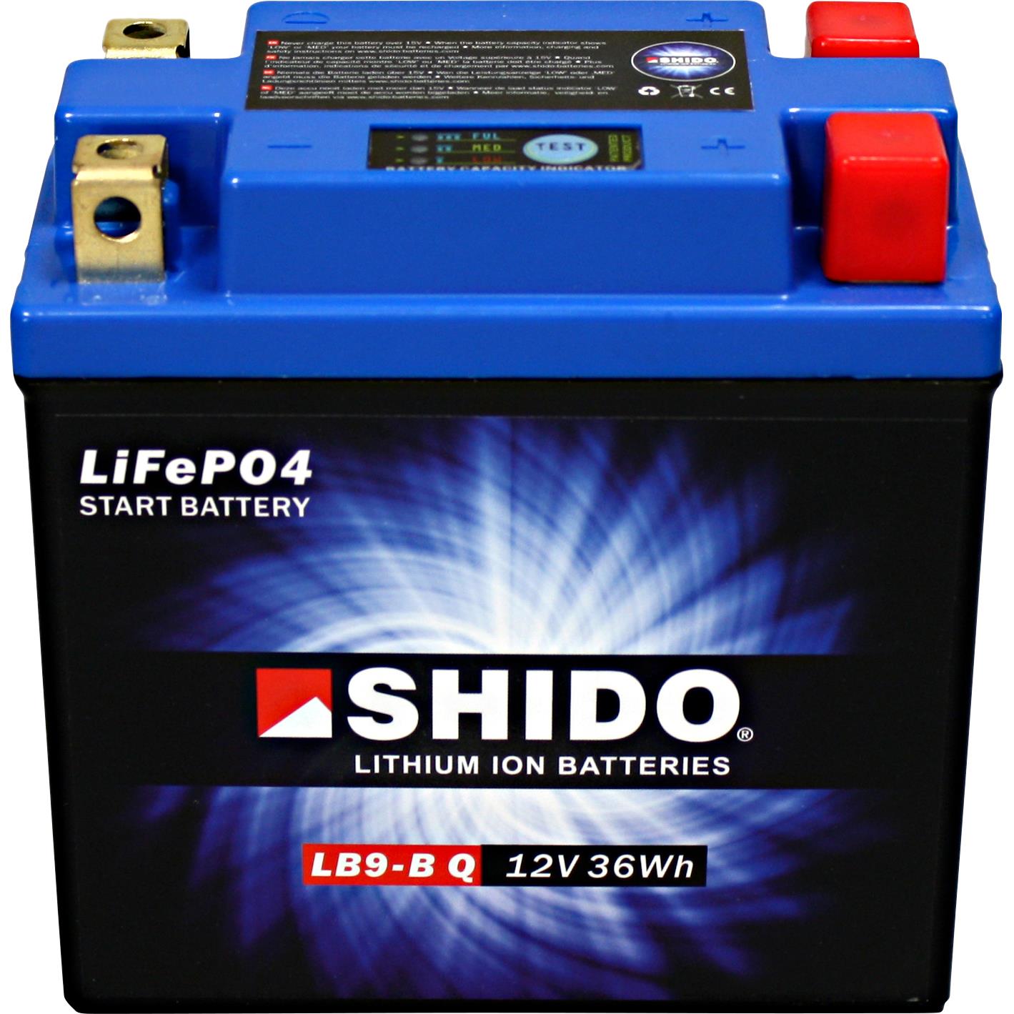 Shido Lithium Batterie LB9-B Q, 12V, 3Ah (YB7/YB9/YTX9A/12N7/12N9/